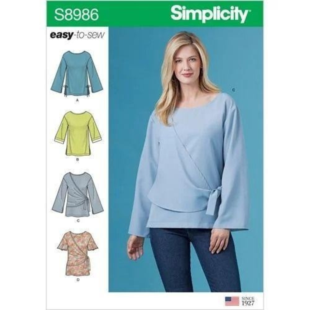 Simplicity Sewing Pattern 8986 Women Size 10-18 Draped Blouse Wrap Top Uncut FF